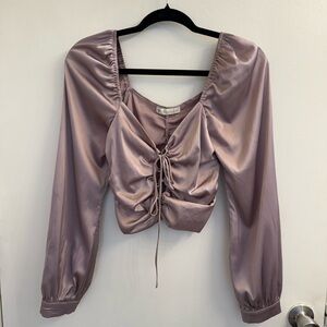 Sweetheart lavender longe sleeve Crop Top